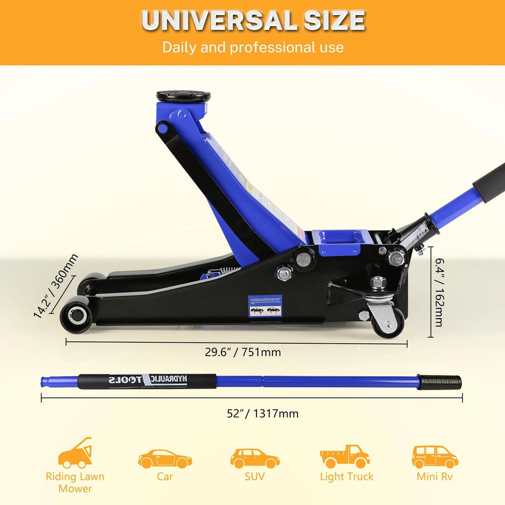 2026 4-Ton Floor Jack, Low Profile Car Jack, Heavy-Duty Trolley Jack Car Lift with Dual Pump Pistons, Lifting Range 4"-21", 8000LBS