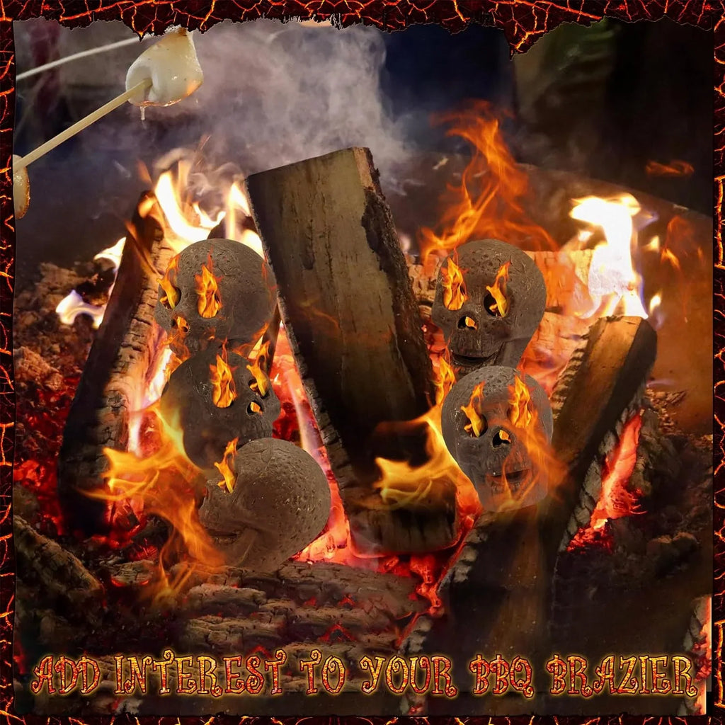 2026 48-Pack Fire Pit Skulls, Halloween Skull Stone Decorations