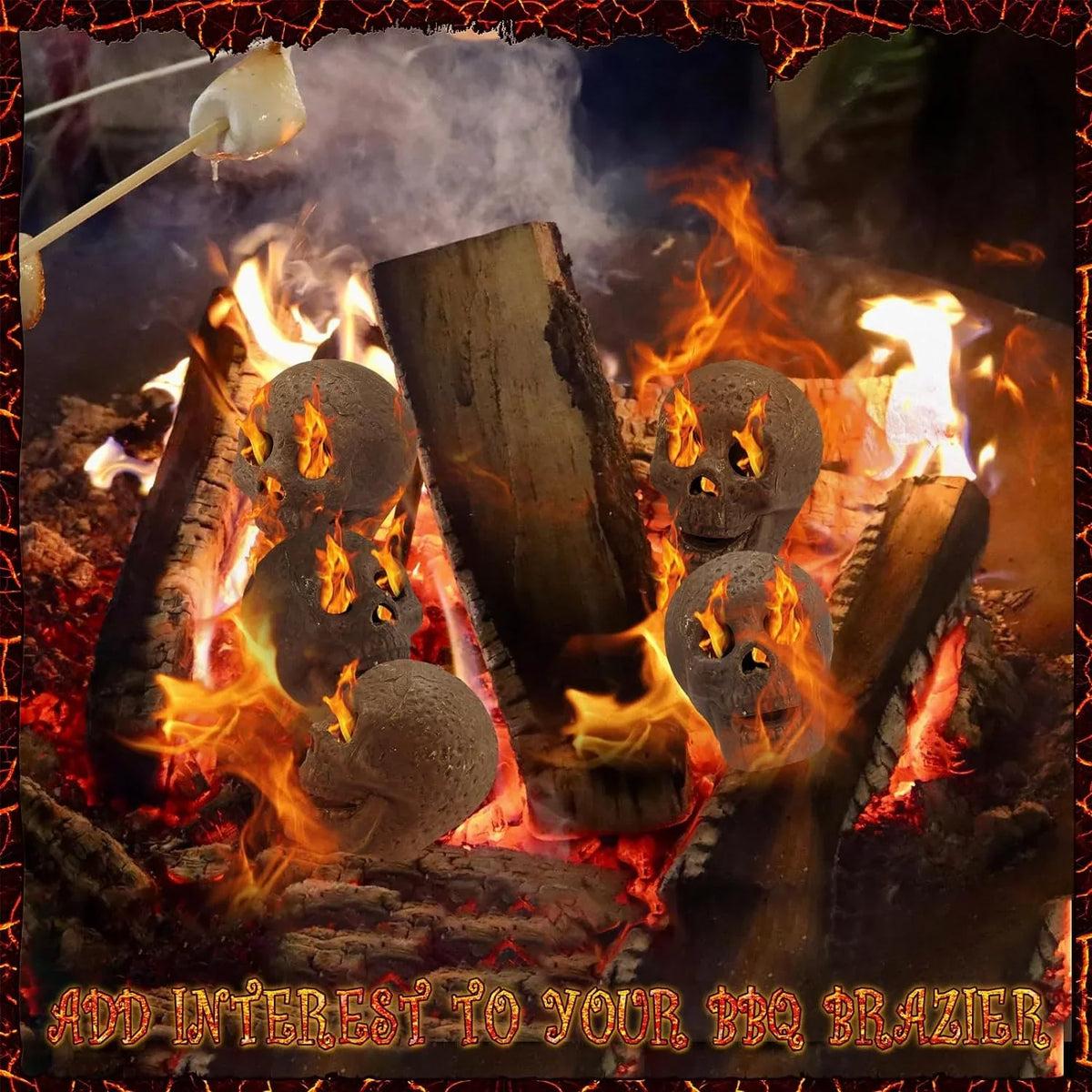2026 48-Pack Fire Pit Skulls, Halloween Skull Stone Decorations