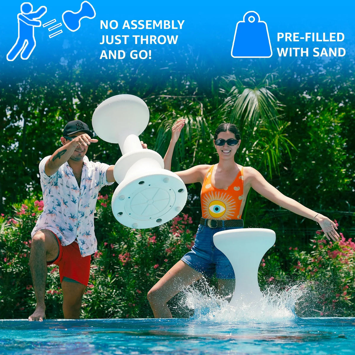 2026 NewDunn-Rite Products Made in USA Submersible Swim Up Pool Stools for Underwater Use, Bar Stool for Inside Pool and Patio Deck Seating, 24 Inch (1 Stool)