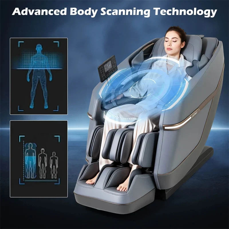 2026 Full Body Zero Gravity Massage Chair, SL Track Massage Recliner with Airbags, Back & Waist Heater, Foot Rollers, Touch Screen, Auto Shoulder Scan