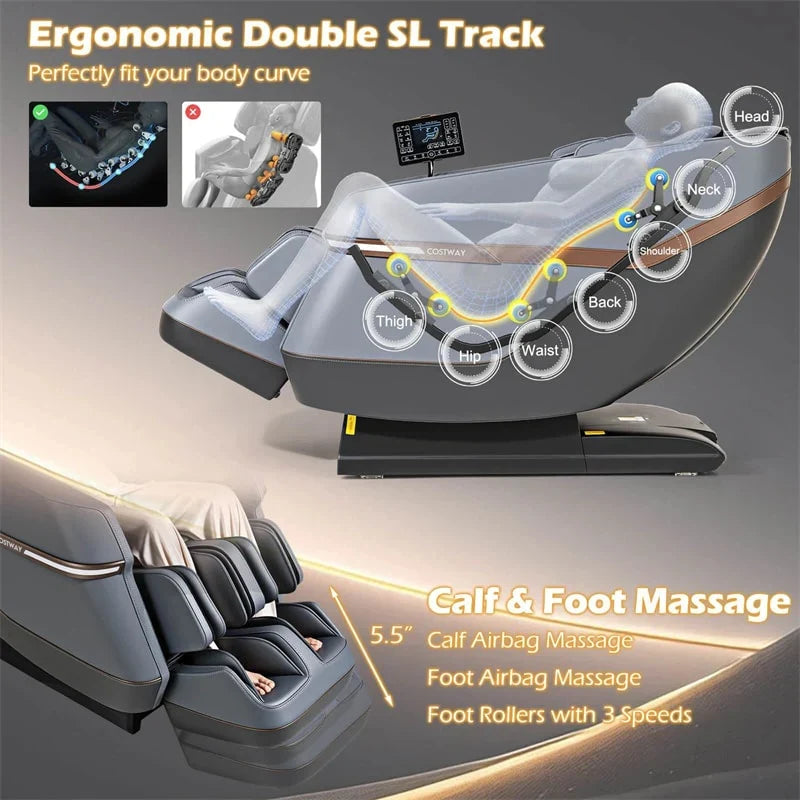 2026 Full Body Zero Gravity Massage Chair, SL Track Massage Recliner with Airbags, Back & Waist Heater, Foot Rollers, Touch Screen, Auto Shoulder Scan
