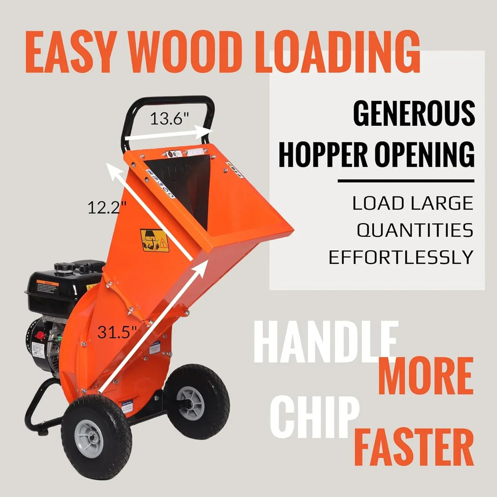 2026 C40 Wood Chipper 4" inch Max Diameter Capacity 9 274cc Gas Powered Engine Heavy Duty Shredder Mulcher
