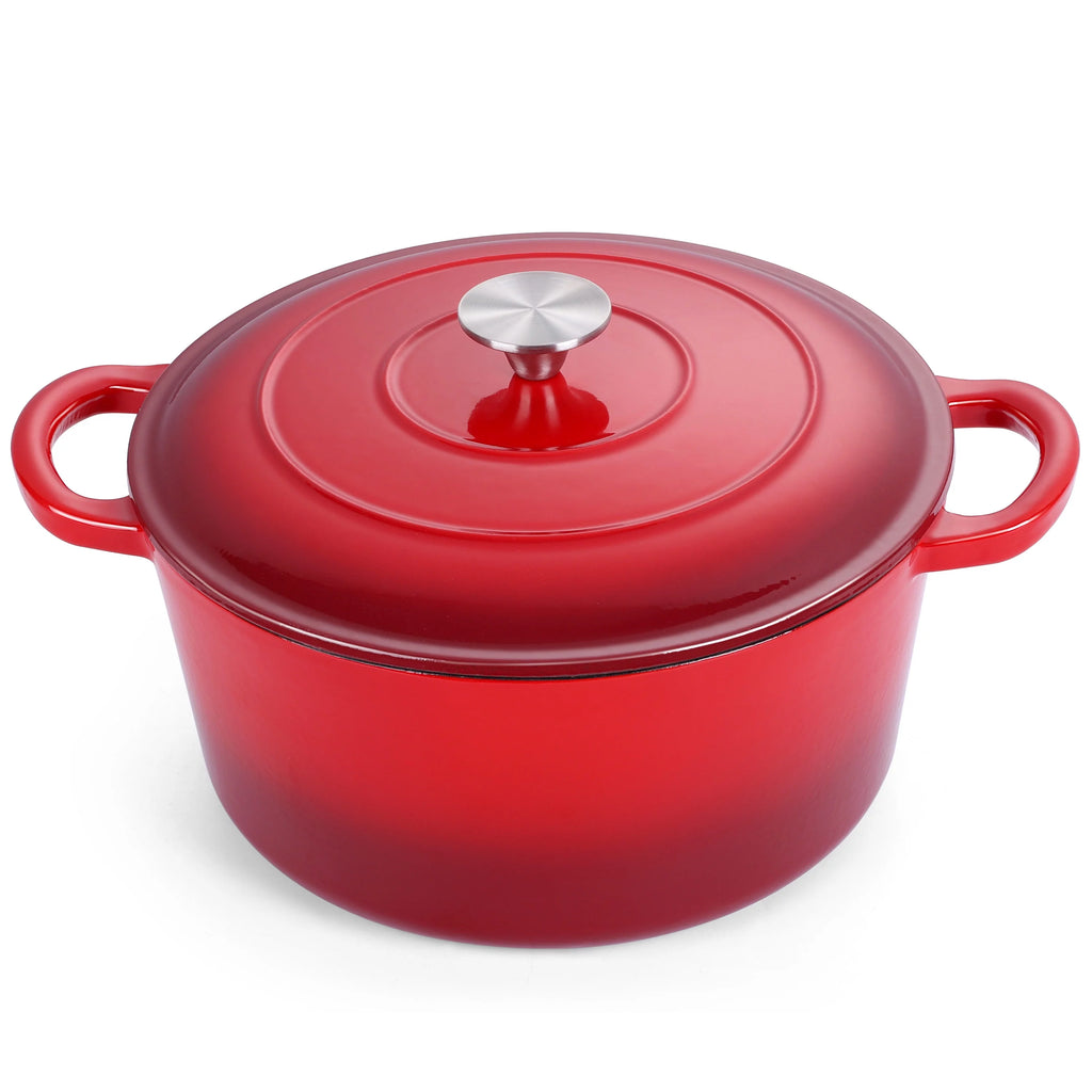 2026 Walchoice 6 Quart Enameled Cast Iron Dutch Oven with Lid, Nonstick Round Dutch Oven Pot with Dual Handles for Braising, Stews, - Red