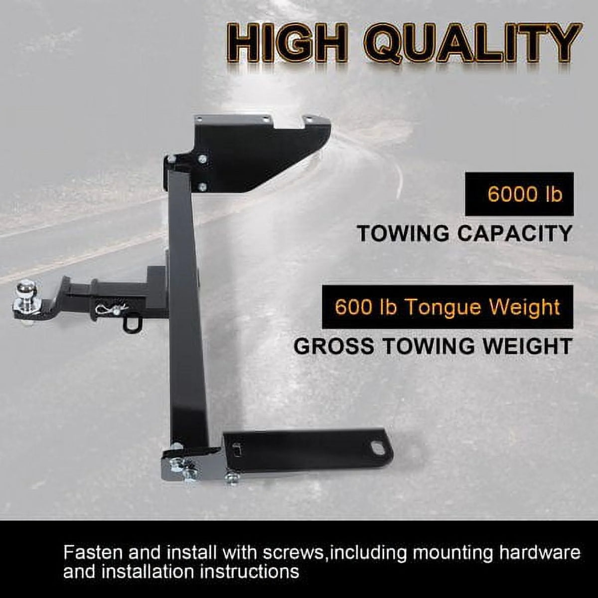 Kojem Trailer Hitch Fit for 2026-2026 Dodge Grand Caravan Class 3 Trailer Tow Hitch Receiver 2" Fit for Chrysler Town & Country RAM C/V Tradesman Volkswagen Routan Steel Powder Coated