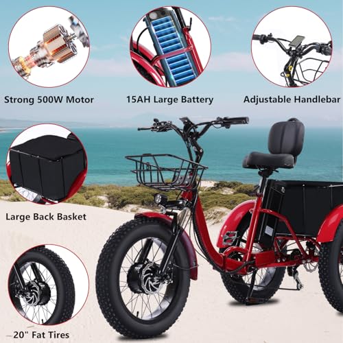 2026 Adult Electric Tricycle Adult Tricycle 3 Wheel Bikes Adults Electric Three Wheel Bike