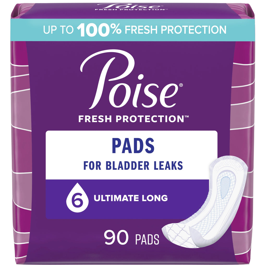 2026 Poise Incontinence Pads for Women, 6 Drop, Ultimate Absorbency, Long, 90Ct