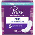2026 Poise Incontinence Pads for Women, 6 Drop, Ultimate Absorbency, Long, 90Ct