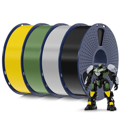2026 SUNLU 4kg PLA 3D Printer Filament Bundle, Neatly Wound PLA Filament 1.75mm ±0.02mm, Individually Vacuum Packed, 4kg in Total, 1kg per Spool, 4 Pack, 4000g, 4Black