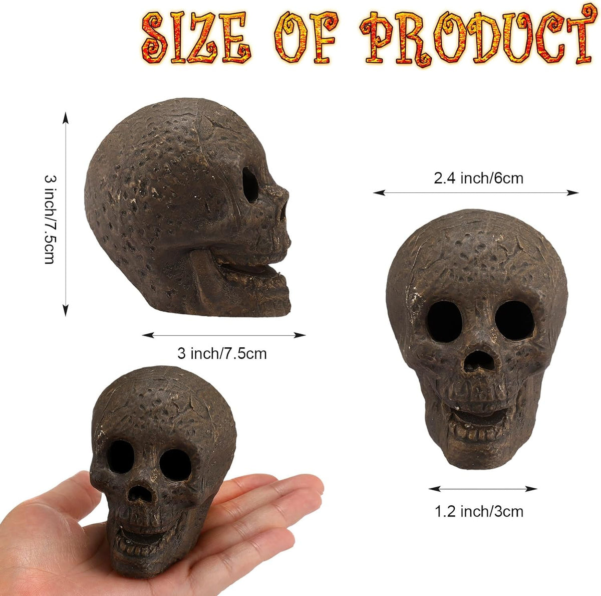 2026 48-Pack Fire Pit Skulls, Halloween Skull Stone Decorations