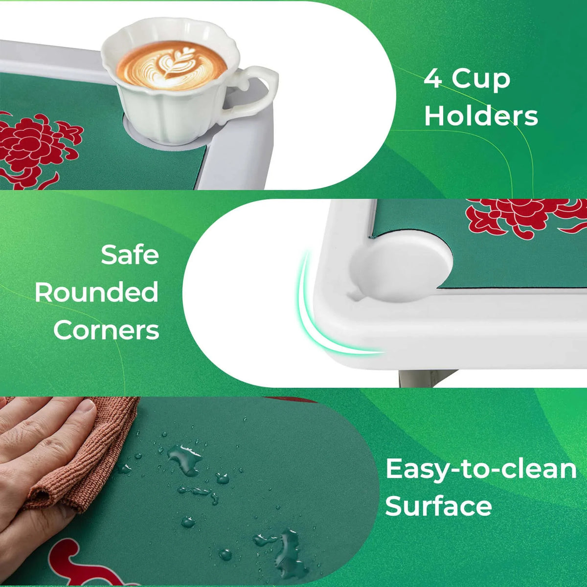2026 NewCostway 35" Folding Mahjong Table with Cup Holders & Smooth Felt Mat Carrying Handle Green