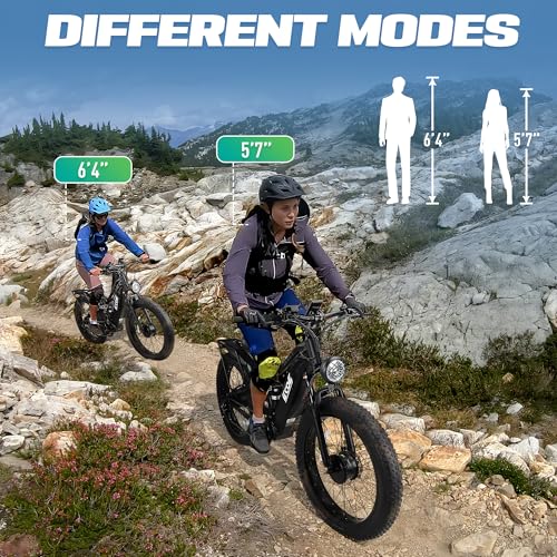 2026 5000W Dual Motor Electric Bike for Adults 52MPH with 60V 32AH Battery, 26x4 Fat Tire All Terrain Ebikes, Full Suspension E Bike, SHM 7-Speed Gear Electric Bicycle(63v) (63V-3-1)