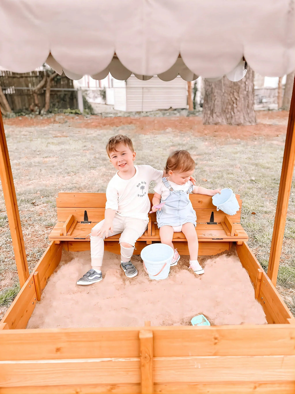 2026 NewMorgete 47'' Outdoor Sandbox for Kids with Lid and Bench, Wooden Sand Play Toys Center