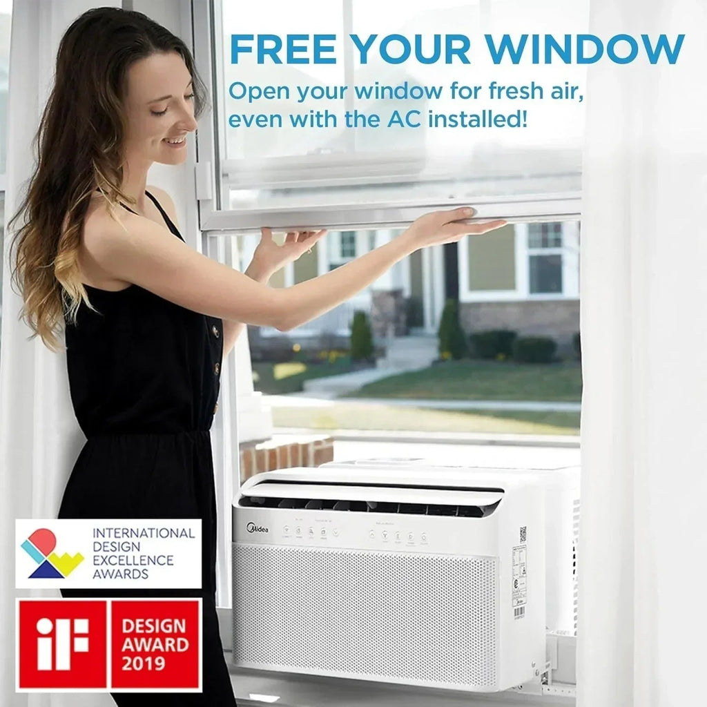 2026 NewMidea 12,000 BTU U-shaped smart inverter window air conditioner cools rooms up to 550 square feet