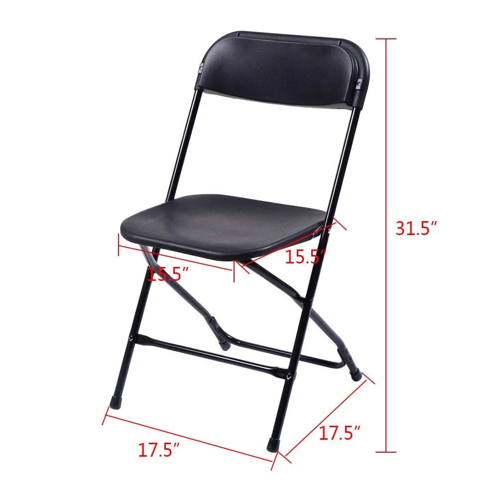 2026 NewKtaxon 6ft White Folding Table and 10 Pack Folding Chairs Black, Plastic Table and Chair Set