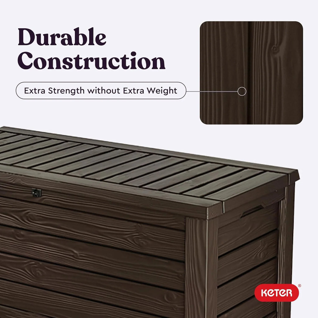 2026 150 Gallon Resin Large Deck Box Organization and Storage Box for Patio, Outdoor Cushions, Garden Tools, Brown