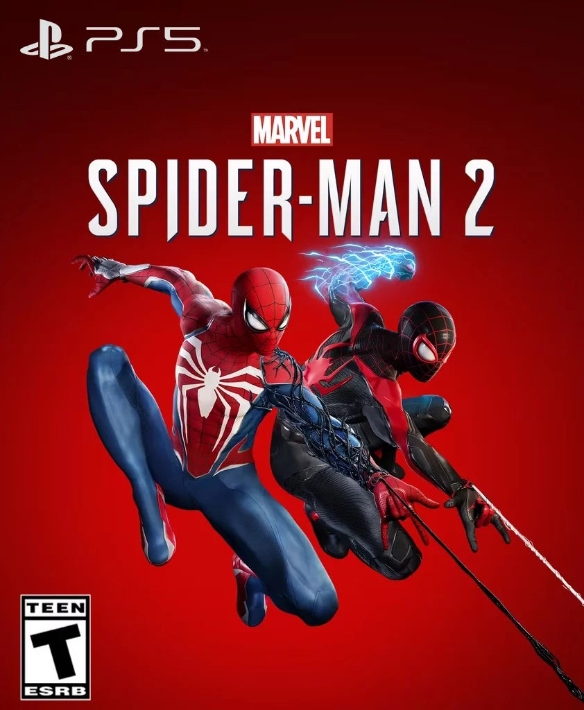 2026 PlayStation 5 Disc Edition Marvel's Spider-Man 2 Limited Bundle with Two Controllers Spider-Man and White Dualsense and Mytrix Dual Controller Charger - PS5 Gaming Console