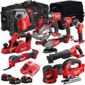 2026 18V Cordless 11 Piece Tool Kit with 3 x 5.0Ah Batteries & Charger in Bag T4TM-9