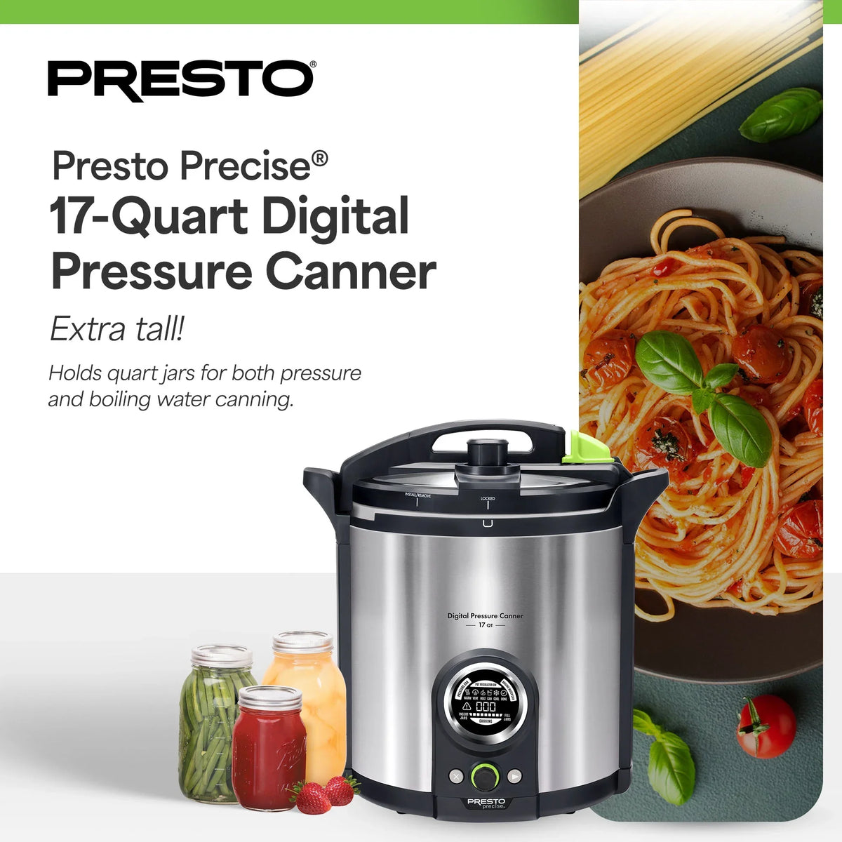 2026 NewPresto Precise 02152 17 Qt Stainless Steel Electric Pressure Canner, Silver