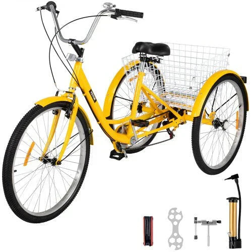 2026 Adult Tricycle 26 7 Speed 3 Wheel Trike Bicycle Bike Cruise w Basket Shooping