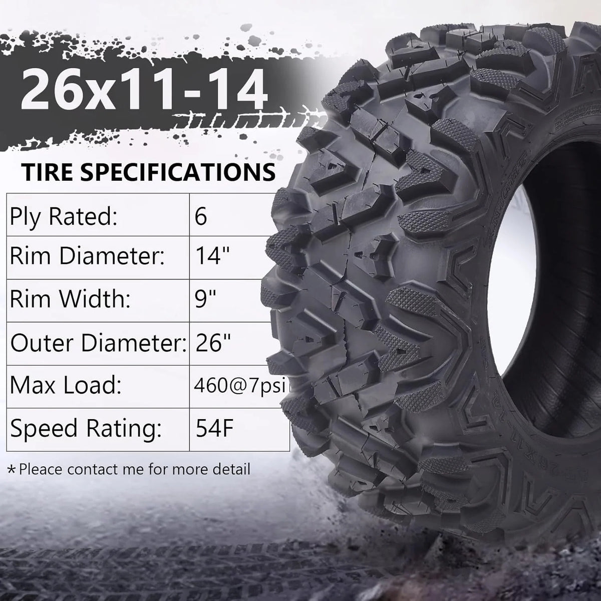 2026 26x12x12 Atv Tires, Set of 2 Atv Tires 26x12-12 6PR, All Terrain Atv/Utv Off-Road Tires, Black