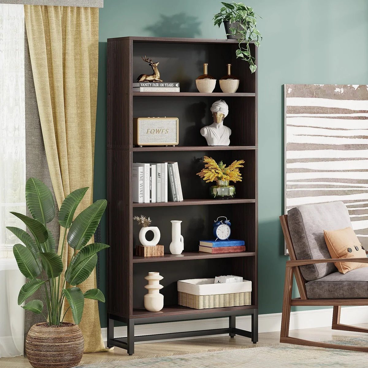 2026 70.87 Inch Tall 5-Tier Bookcase, Large Bookshelf with 31.5 Inch Wide Storage