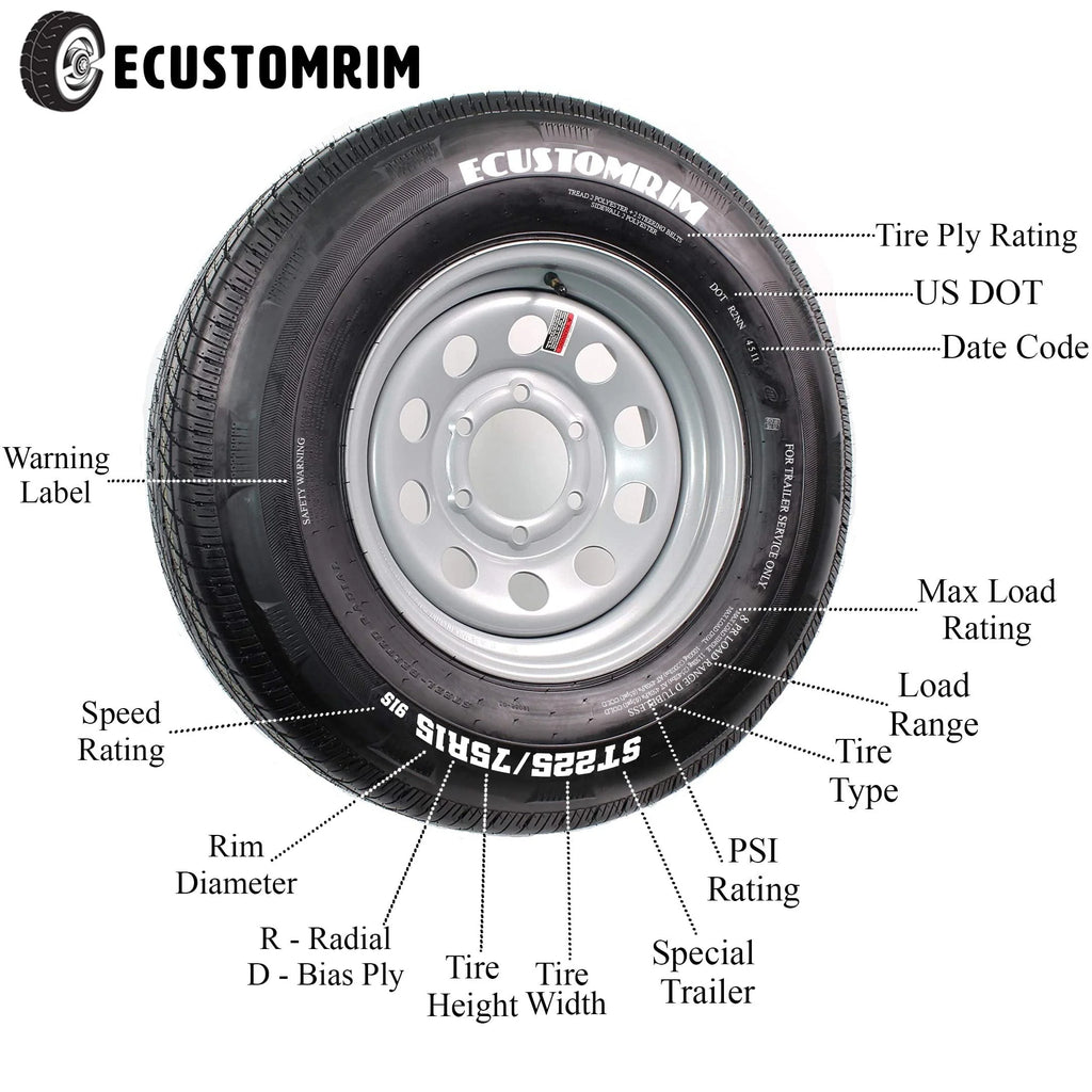 2026 Radial Trailer Tire On Rim ST205/75R14 LRD 14