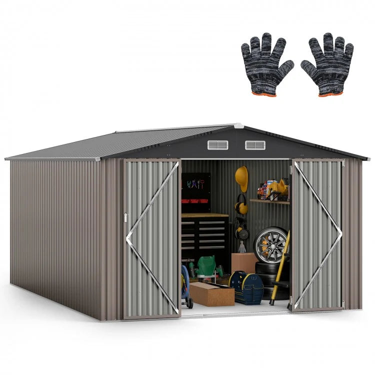 2026 10 x 14 FT Outdoor Storage Shed with Improved Windproof Metal Structure