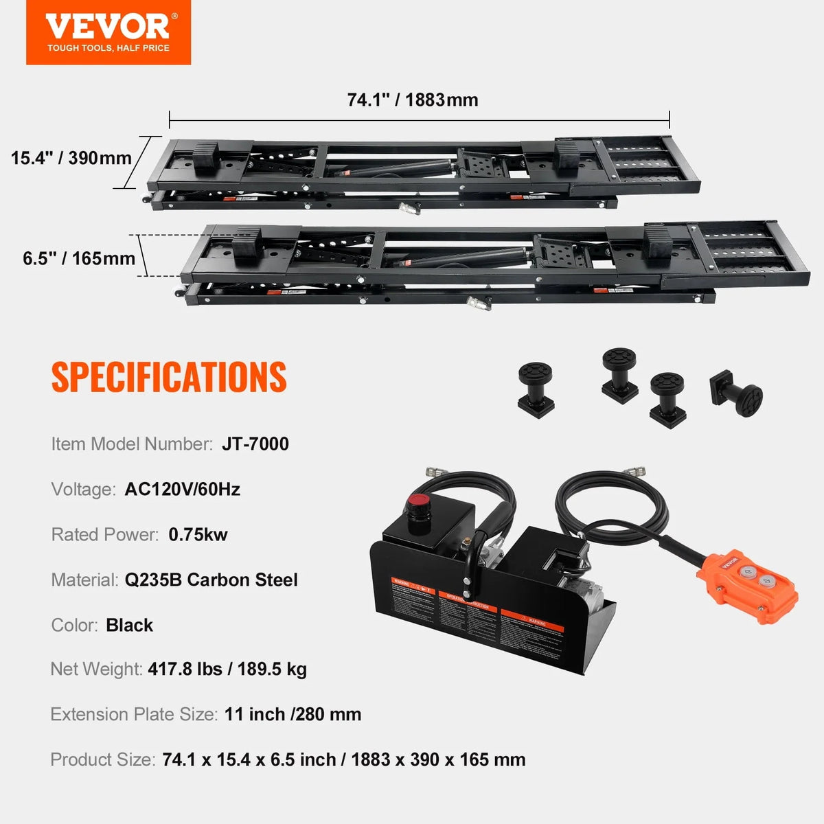 2026 Portable Car Lift 7000 LBS Automatic Car Lift System Jack for Home Garage