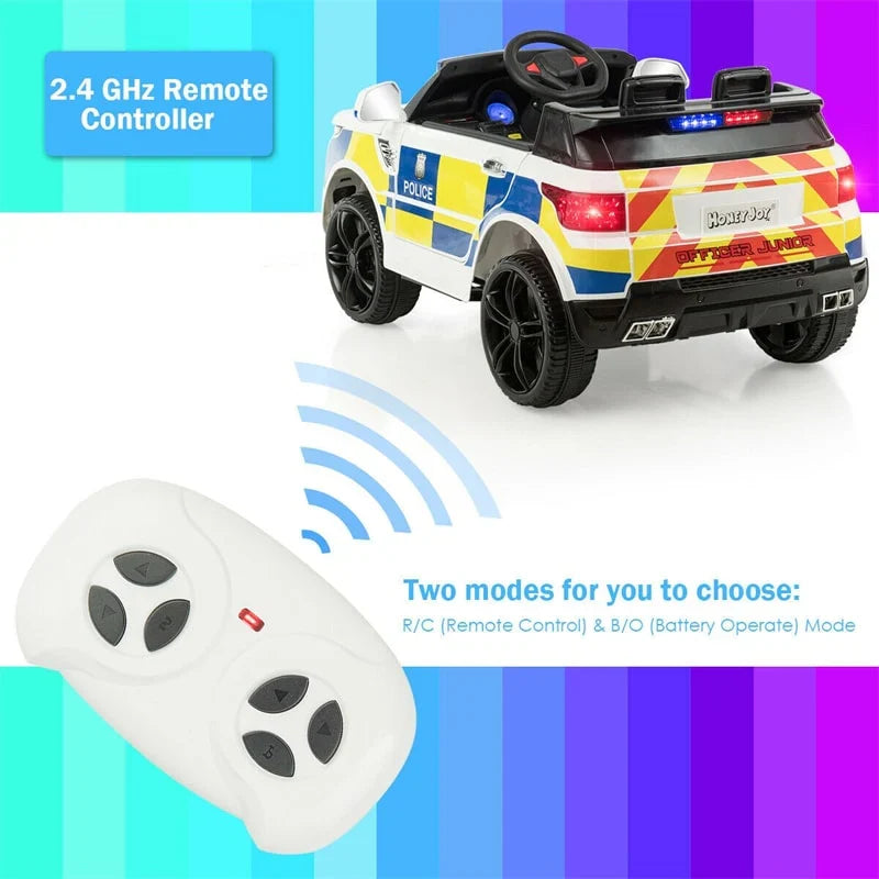 2026 Kids Ride On Police Car 12V Battery Powered Electric Riding Toy Truck Car with LED Siren Flashing Light