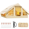 2026 6 Person Inflatable Camping Tent with Pump, 10ft x7ft Glamping Family Tent Easy Setup 4 Season Waterproof Windproof Outdoor Blow Up Tent Luxury Oxford Cabin with Mesh Windows & Doors