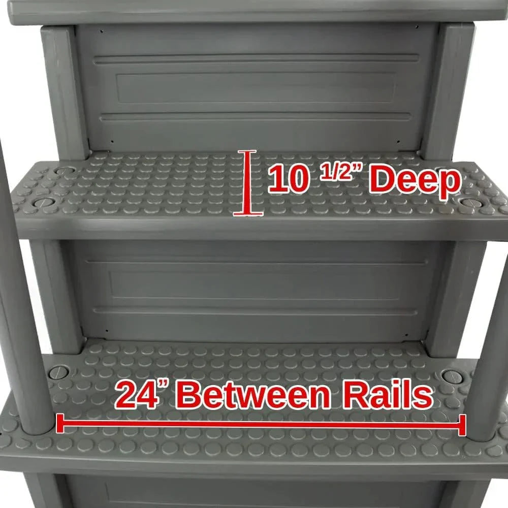 2026 NewNon-slip pool entrance steps | Gray | Suitable for above-ground pools | Can be installed on patios with a height of 122 to 137 cm | Maximum load capacity 136 kg