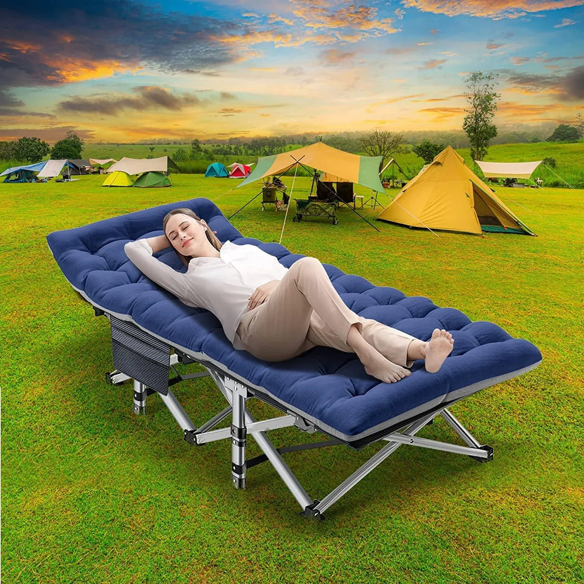 2026 NewSlsy 2 Pack Folding Bed Cot with 3.3 Inch 2 Sided Mattress, 75"* 28" Folding Camping Cots with Carry Bag, Portable Sleeping Cot Guest Bed