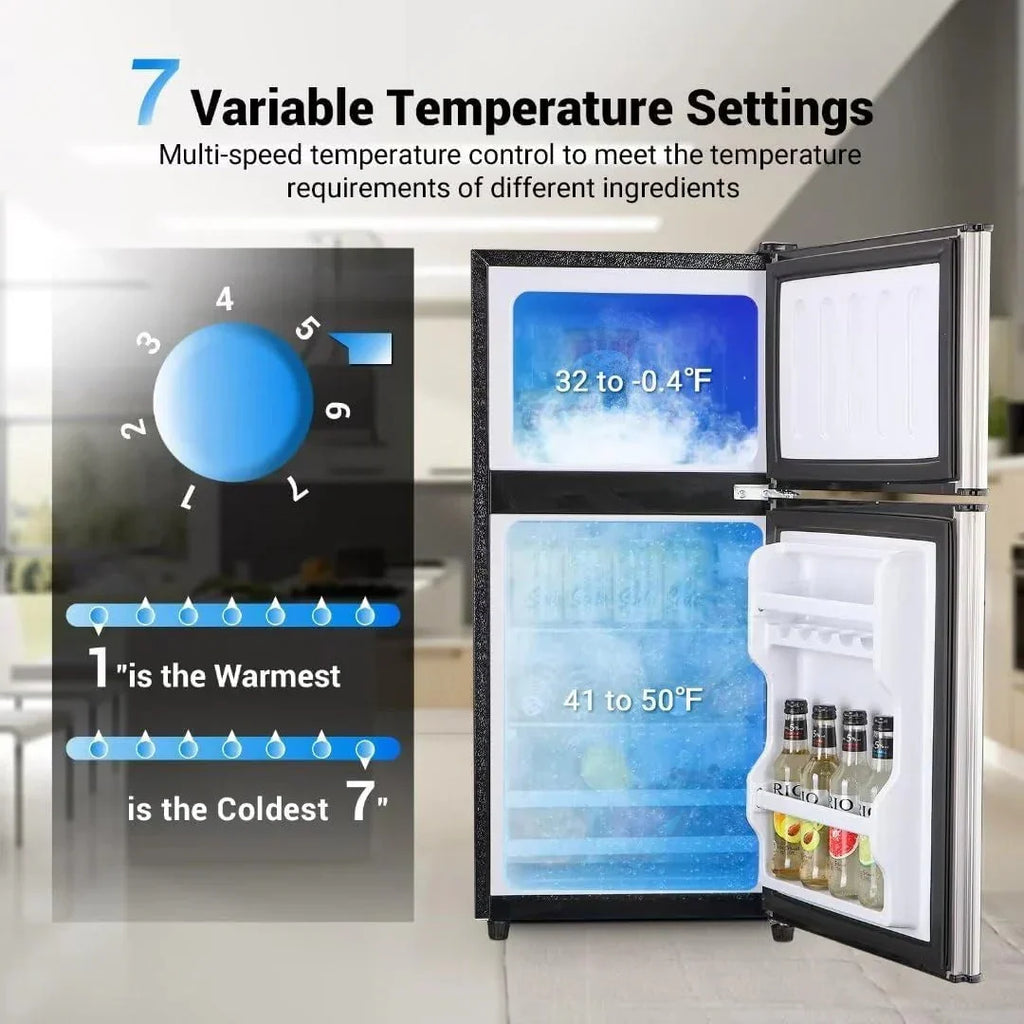 2026 NewApartment-sized refrigerator, 3.5 cubic feet (approx. 99 liters) usable capacity, small refrigerator with freezer compartment, suitable for houses and apartments, freestanding