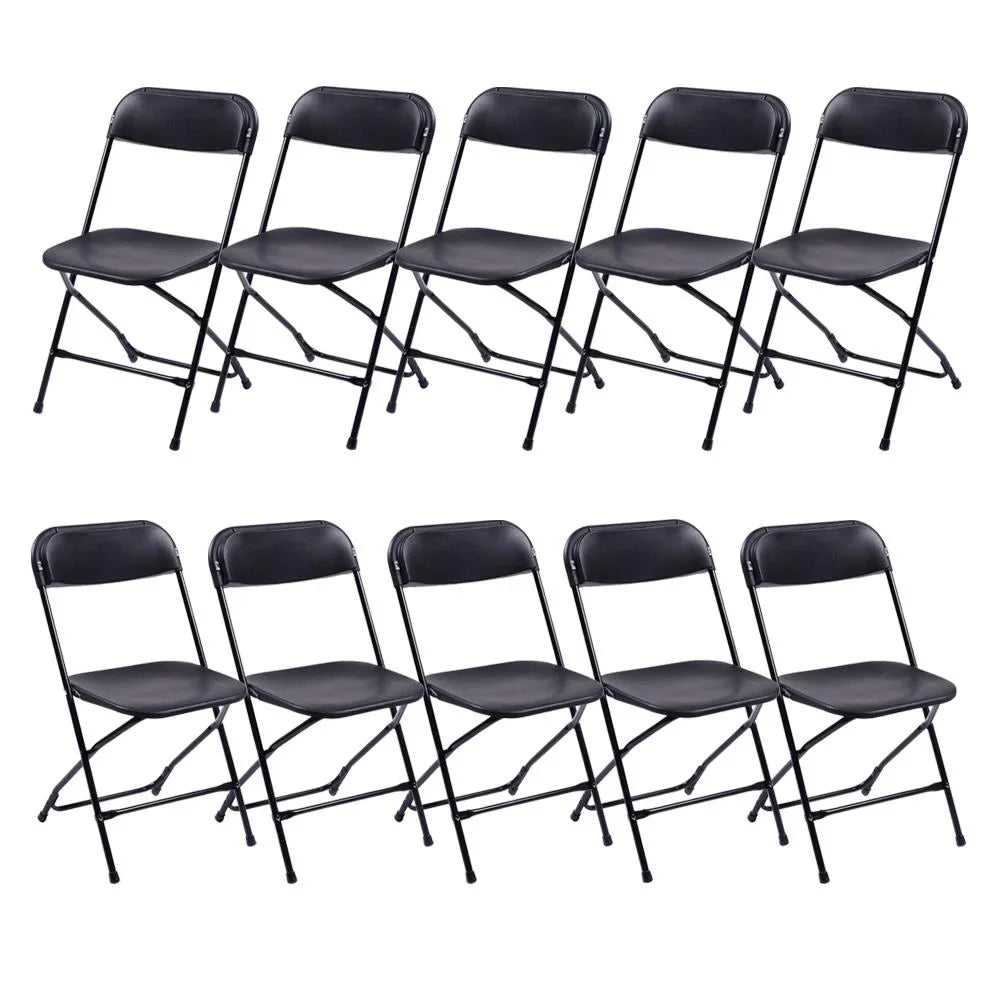 2026 NewKtaxon 6ft White Folding Table and 10 Pack Folding Chairs Black, Plastic Table and Chair Set