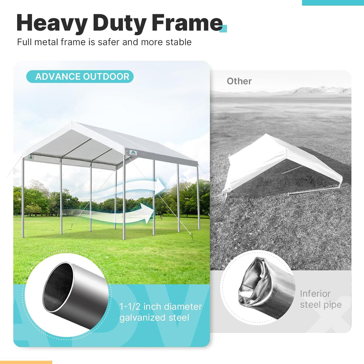 2026 10x20 ft Heavy Duty Carport Potable Car Canopy Garage Party Tent Boat Shelter, Adjustable Height from 9.5 ft to 11 ft, Beige