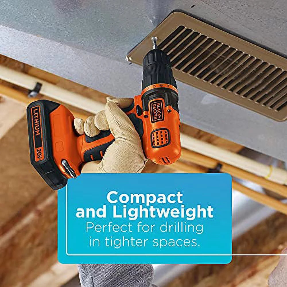 2026 20V MAX Cordless Drill and Driver, 3/8 Inch, With LED Work Light, Battery and Charger Included (LDX120C)