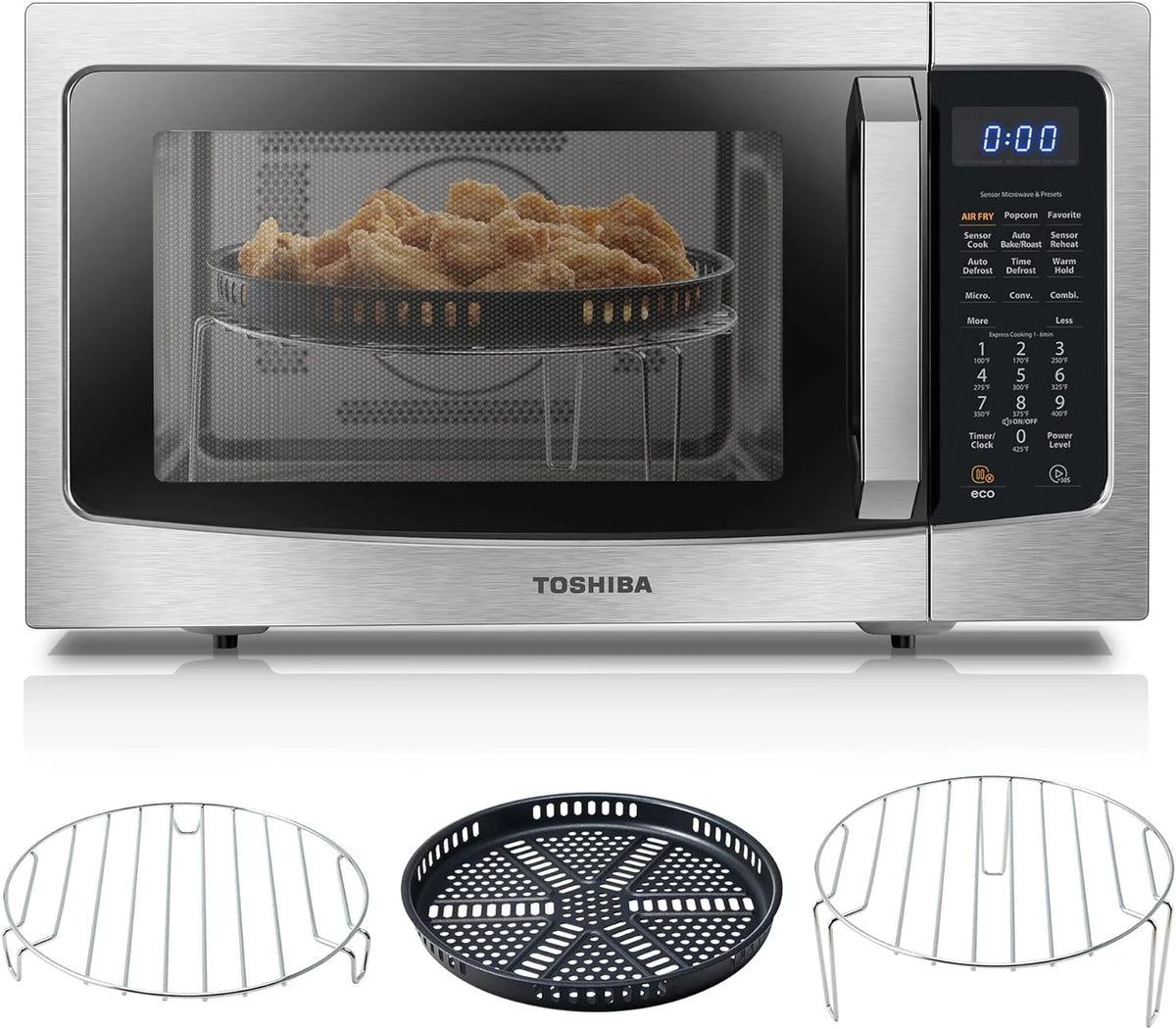 2026 4-in-1 ML-EC42P(SS) Countertop Microwave Oven, Smart Sensor, Convection, Air Fryer Combo, Mute Function, Position Memory 13.6" Turntable, 1.5 Cu Ft, 1000W, Silver
