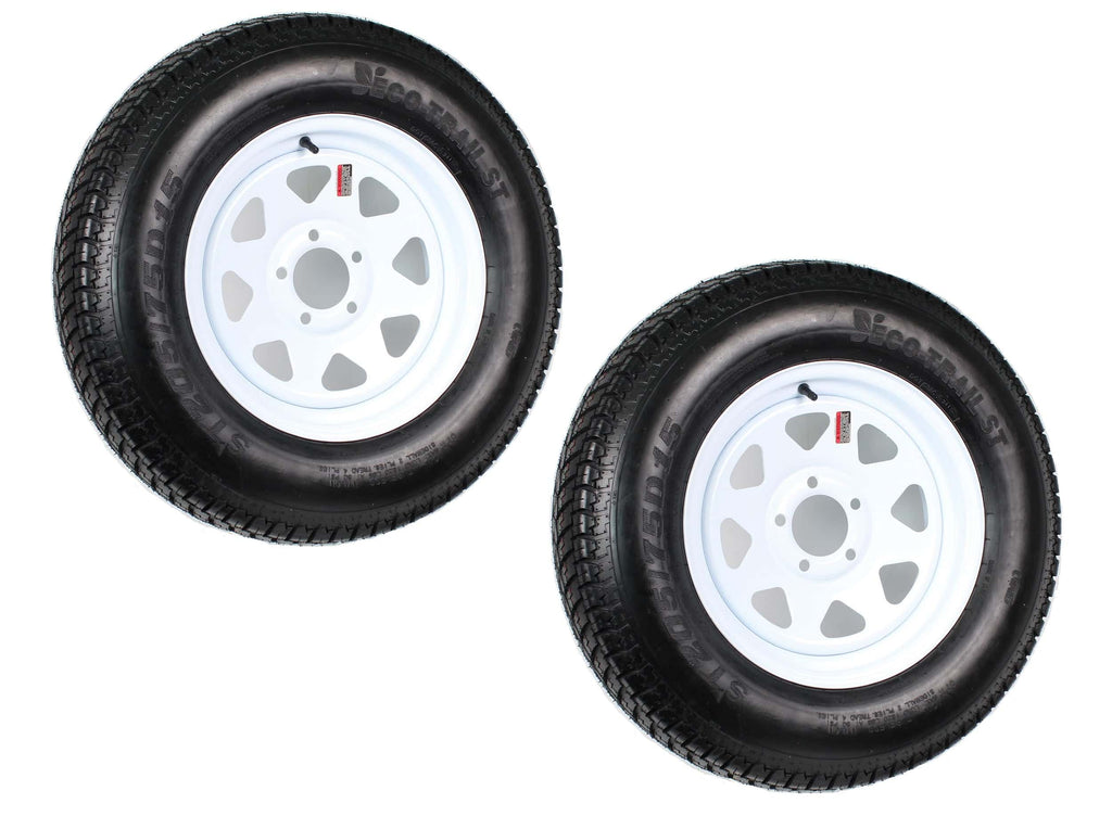 2026 2-Pack Trailer Tire On Rim ST205/75D15 205/75 D 15 in. LRC 5 Hole White Spoke
