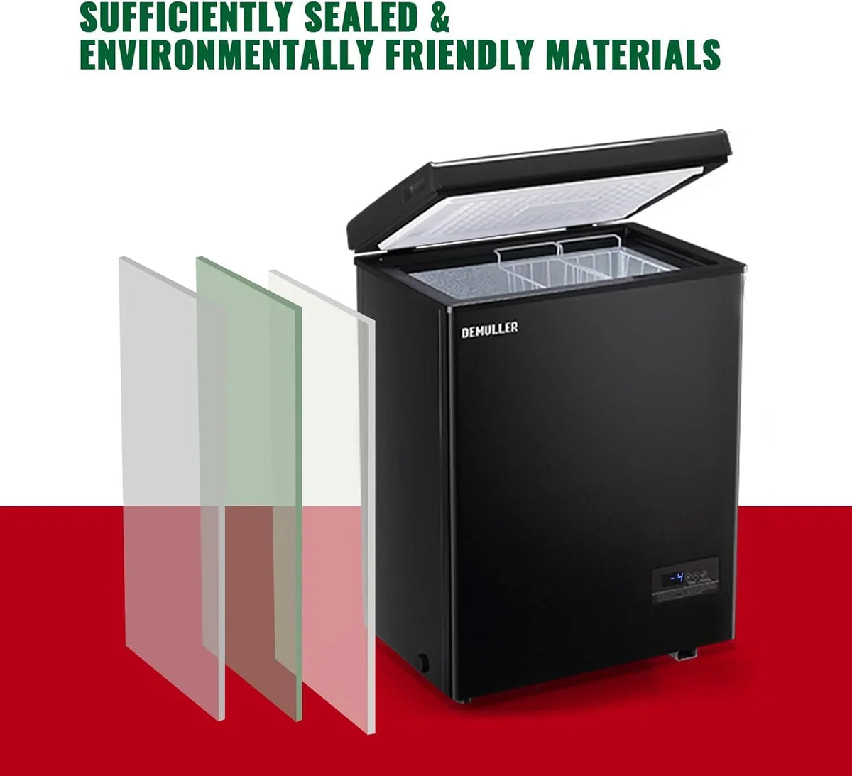 2026 5.0 Cu. Ft. Chest Freezer with 2 Removable Stainless Steel Baskets, Electronic Control, 41 deg F to -15 deg F, Black
