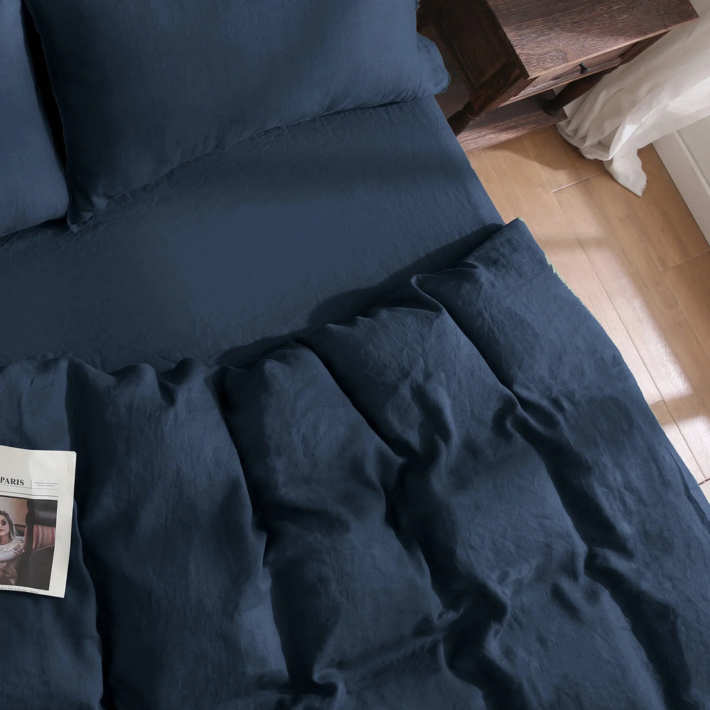 2026 New100% Pure Linen Duvet Cover with Button Closure and Corner Ties Soft & Breathable - Natural Full/Queen