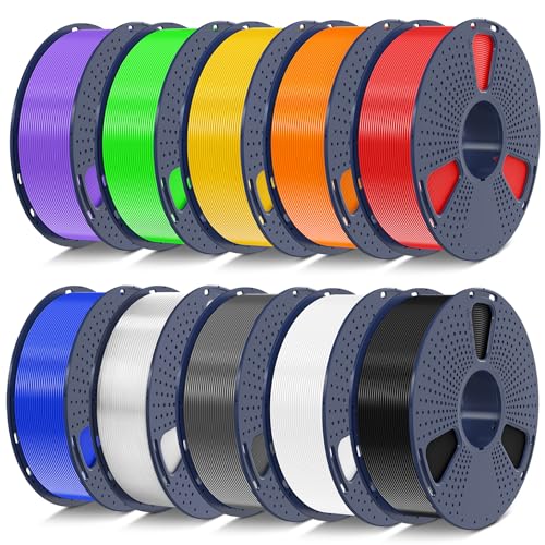 2026 SUNLU 4kg PLA 3D Printer Filament Bundle, Neatly Wound PLA Filament 1.75mm ±0.02mm, Individually Vacuum Packed, 4kg in Total, 1kg per Spool, 4 Pack, 4000g, 4Black