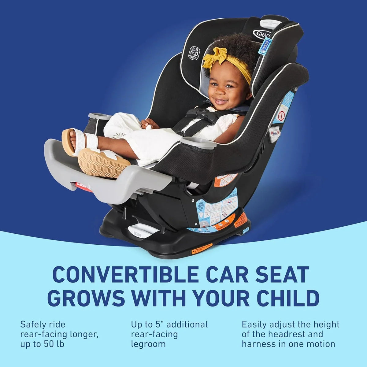 2026 Extend2Fit Convertible Baby Car Seat, Rear and Forward Facing, Adjustable Extension Panel for Extra Legroom, Gotham