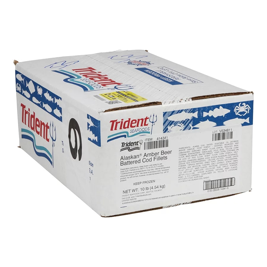 2026 Trident Seafoods Alaska Amber Beer Battered Cod Fillet, 10 Pound - 1 each.