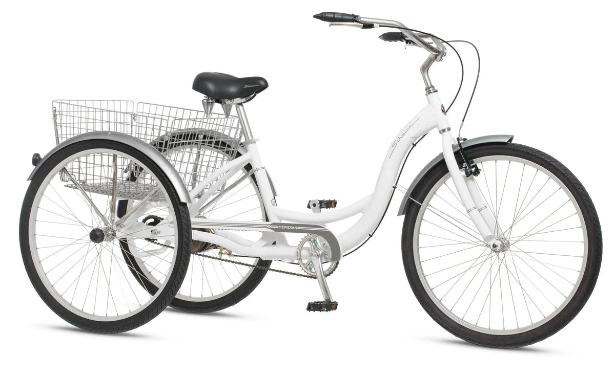 2026 New2025 Schwinn Meridian Adult Tricycle, Men's and Women's Beach Cruiser, 26-inch Wheels, Low Step-Through, Wide Saddle, Folding Rear Basket.