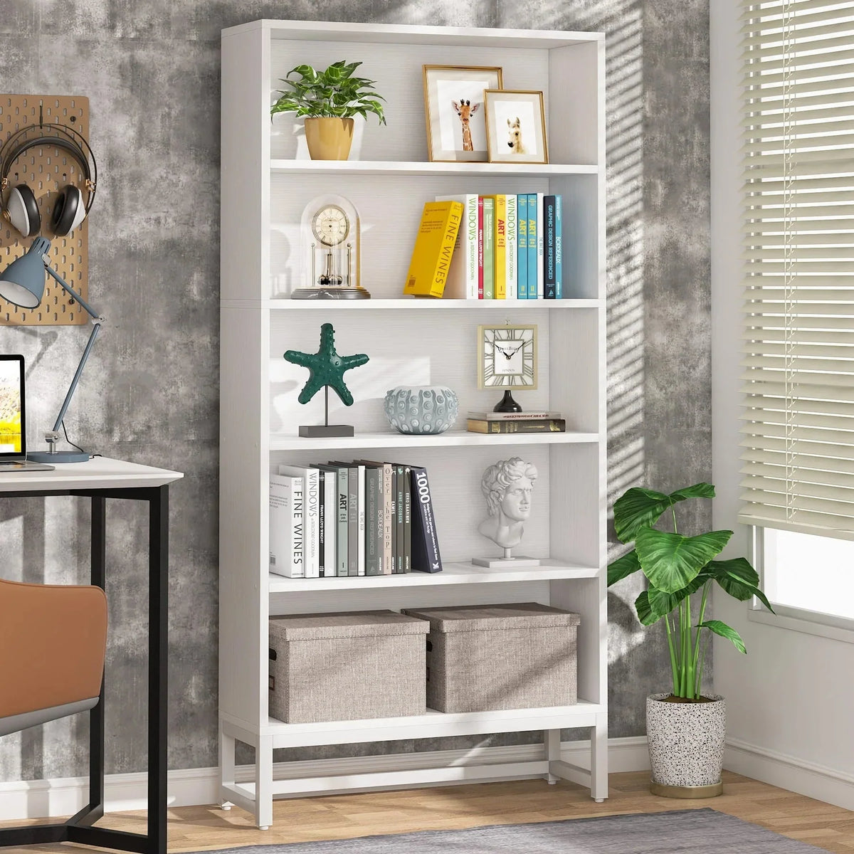 2026 70.87 Inch Tall 5-Tier Bookcase, Large Bookshelf with 31.5 Inch Wide Storage