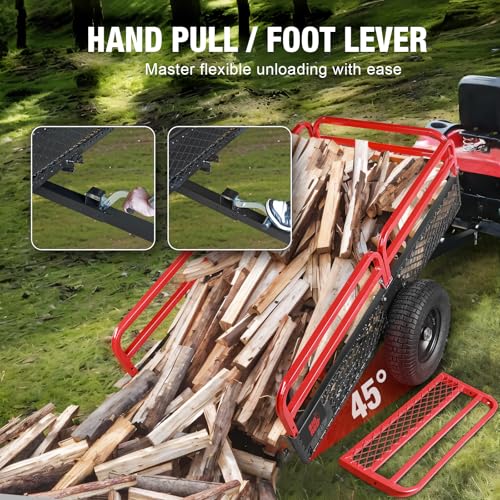 2026 BIG RED Heavy Duty ATV Trailer Steel Dump Cart: Yard Garden Trailer for Lawn Mower, Tractor, Garden Waste - 1,500lbs, 15 cu.ft Capacity