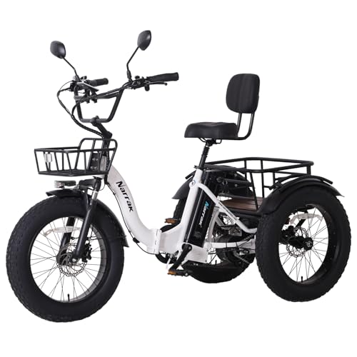 2026 Electric Tricycle for Adults, 750W(Peak 1350W), 48V13Ah Ebike, 20"x4.0" Aluminum Folding Fat Tire 3 Wheel Electric Trike, Max 20MPH Hydraulic Brake, Rear Motor Differential