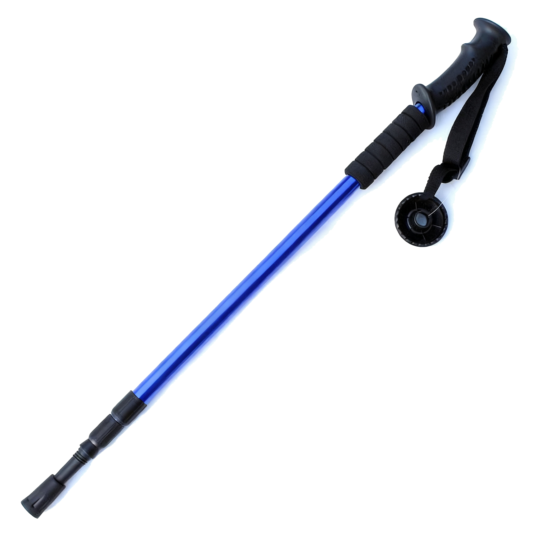 Aluminum Trekking Pole, 3-Section Shock Absorbing, Blue