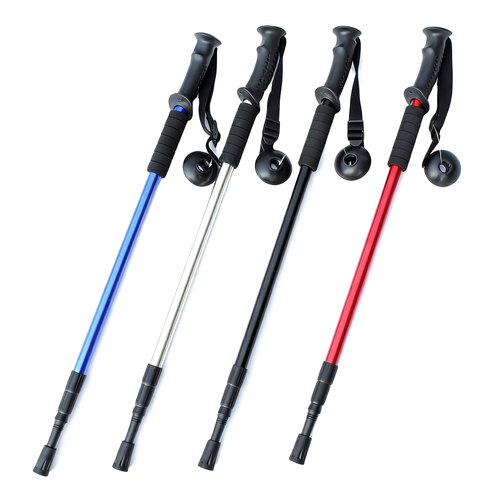Aluminum Trekking Pole, 3-Section Shock Absorbing, White